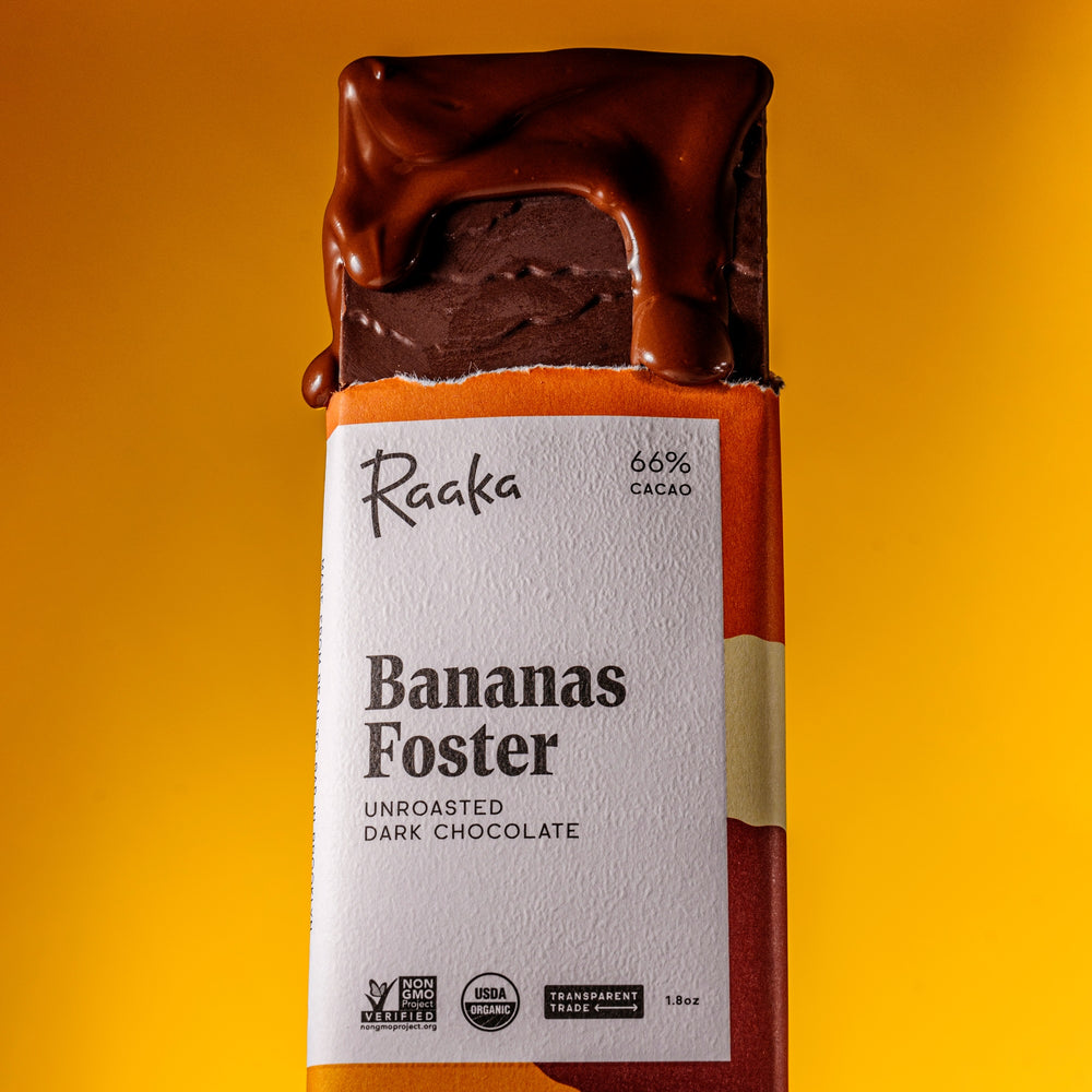 Bananas Foster dripping chocolate bar