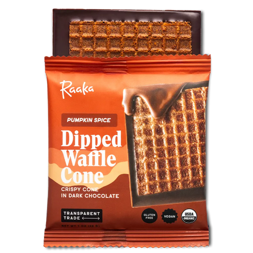 Pumpkin Spice Dipped Waffle Cone - Raaka Chocolate