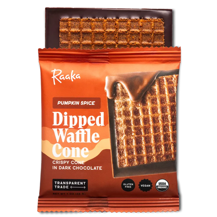 Pumpkin Spice Dipped Waffle Cone - Raaka Chocolate