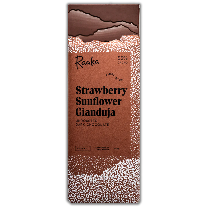 Strawberry Sunflower Gianduja bar on white background